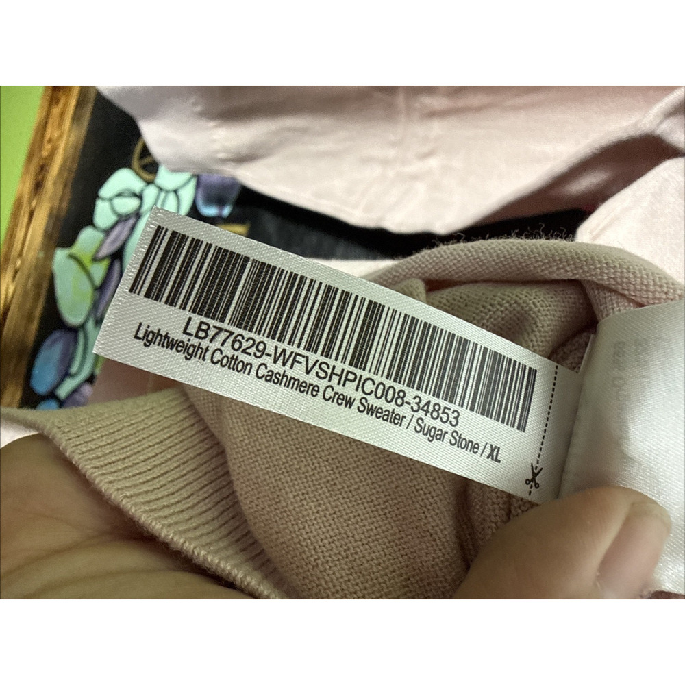 Quince Lightweight Cotton Cashmere Crew Sweater, Sugar Stone, XL - Picture 6 of 6